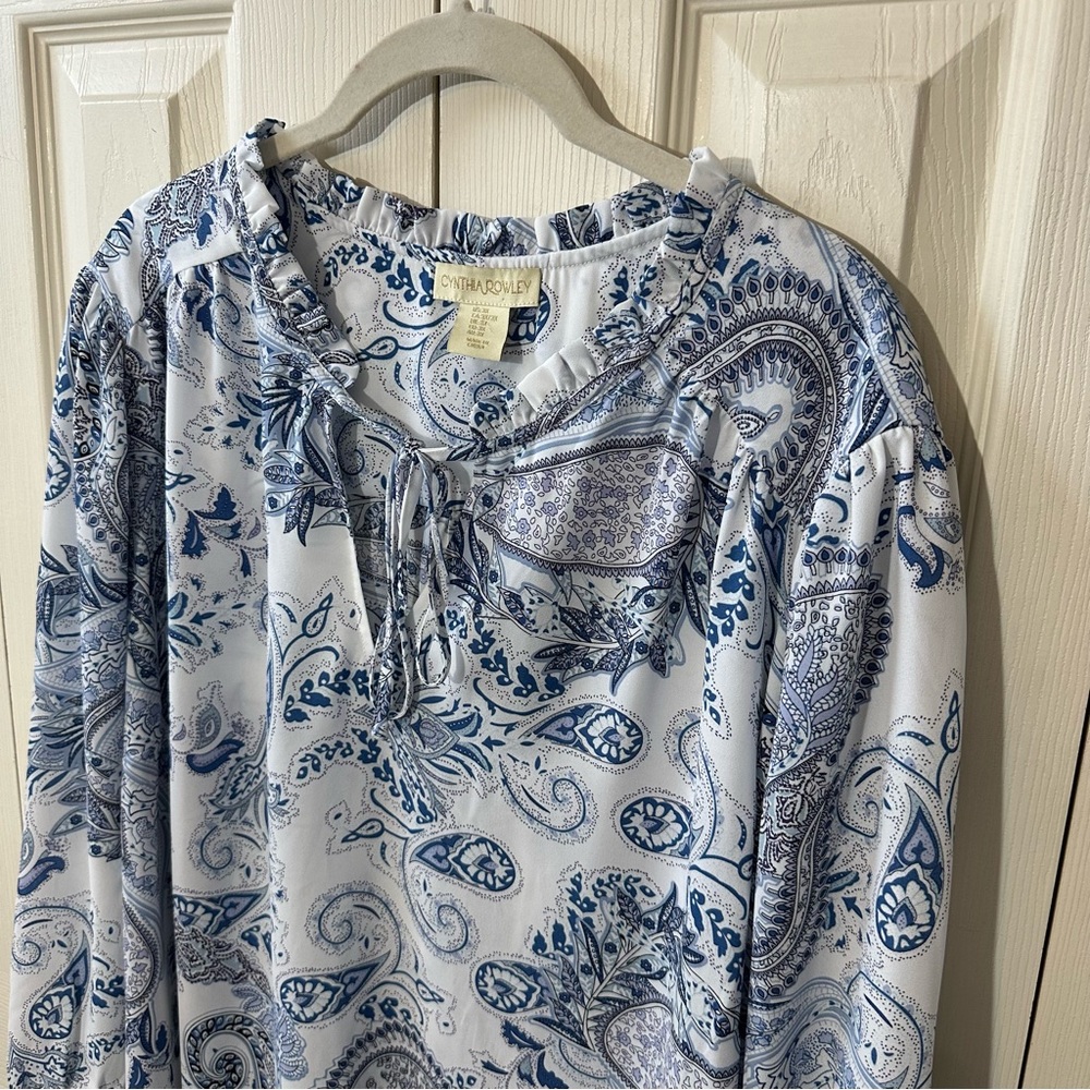 Cynthia Rowley Paisley Print Smocked Sleeve Tunic Blouse Women’s Size 3X - Picture 7 of 9
